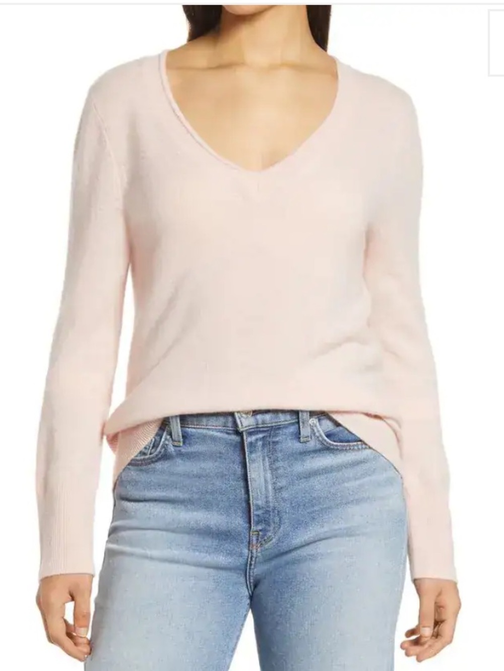 Eileen Fisher Cashmere Pale Blush V-Neck Sweater